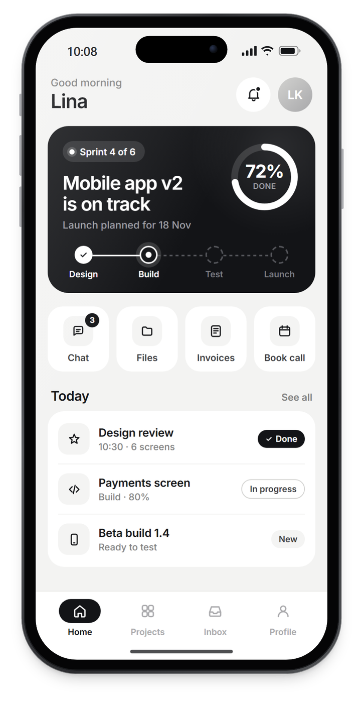 Mobile app on a phone